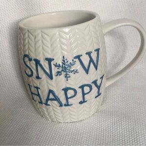 Cozy sweater snowflake White and Blue Snow Happy coffee hot chocolate Mug